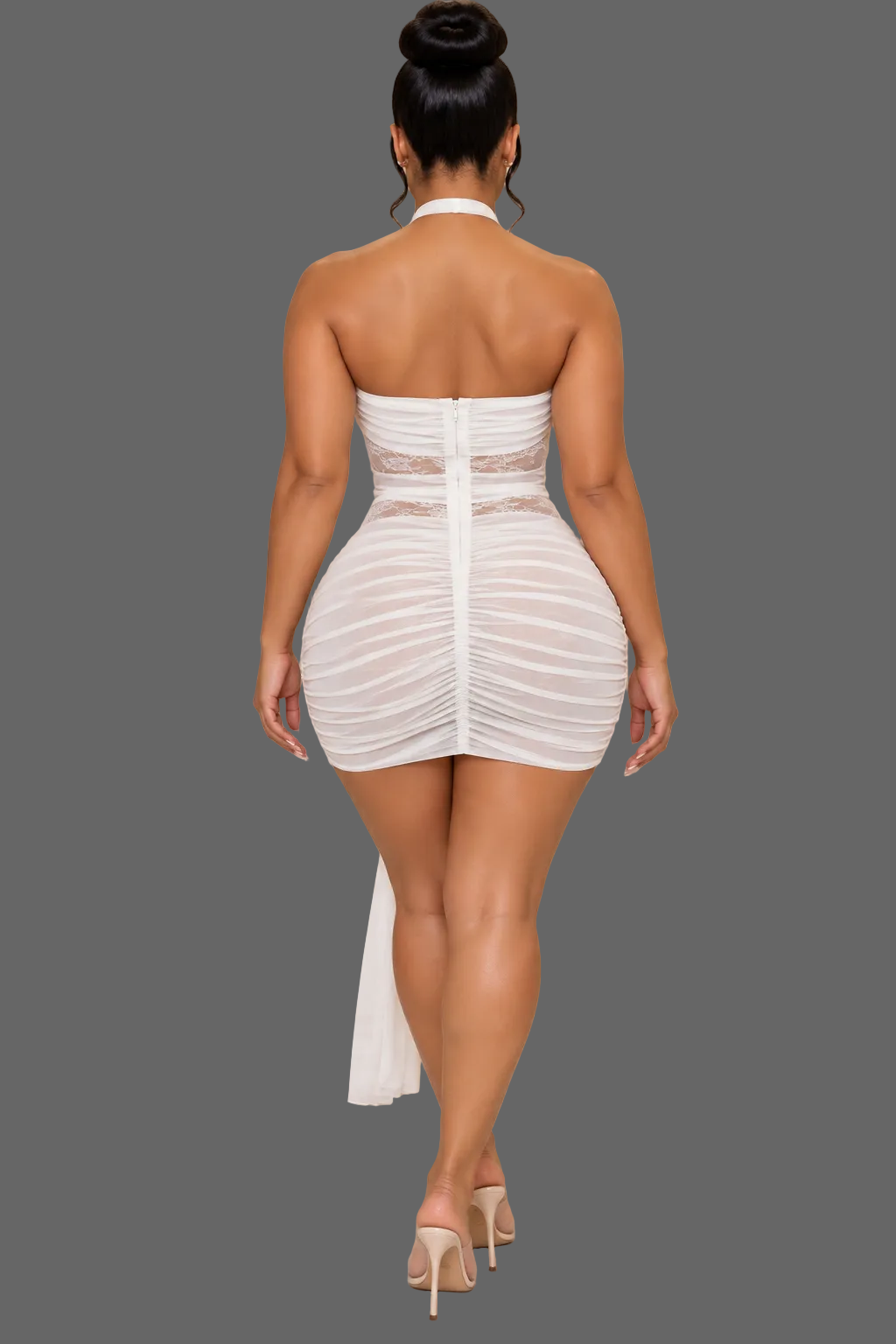 Golden Goddess Ruched Mini Dress